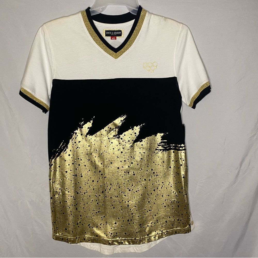 Men’s Gold/White Smith & Graham T-shirt Size Medium